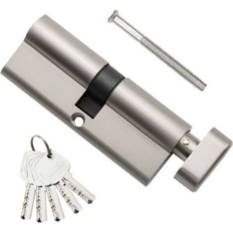 LaBlanc - 1pc 40T/40mm Cylindre en laiton de style européen, 80mm Thumb Turn/Key Barrel Lock avec 3 clés en laiton horizontales (1/5)