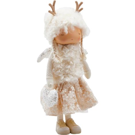 Bimba con vestito renna color Avorio decorazione natalizia per interno da 39 cm (1/2)