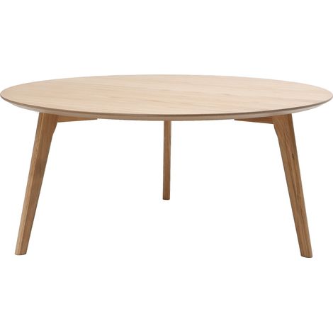Table basse ronde scandinave bois clair chêne D90 cm ORKAD