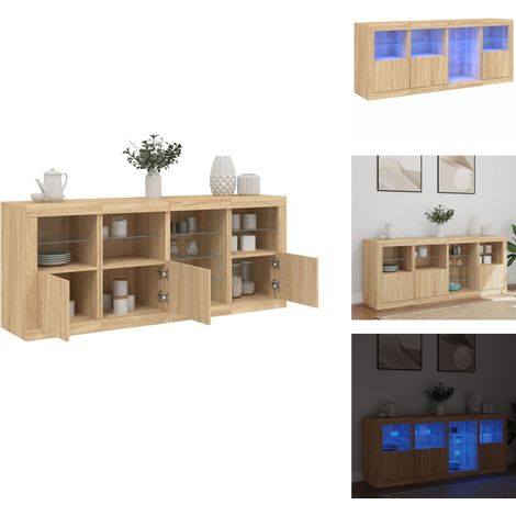 Buffet avec lumières LED chêne sonoma 164x37x67 cm - Buffet Moderne - Meuble De Rangement - Luminaire Led - Décoration Intérieure - Armoire Murale (1/5)