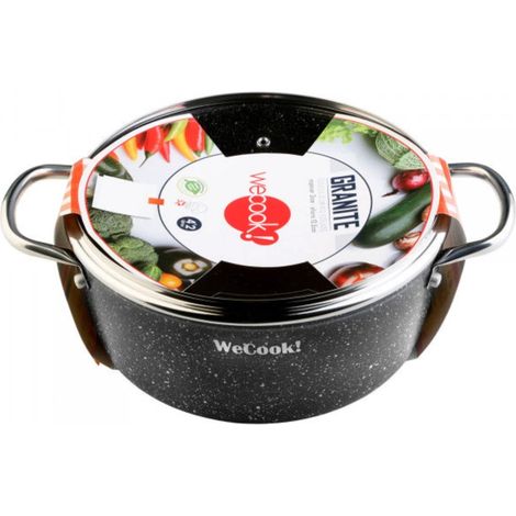 WECOOK casseruola 24cm con coperchio antiaderente 3mm all fire granito 73024