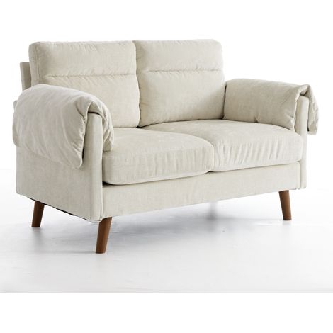 CAIziCanapé loveseat compact 2 places en chenille, petit canapé mid-century en tissu doux et moelleux, coussins surrembourrés et pieds imitation bois, loveseat peu encombrant pour salon, chambre, appa (1/5)