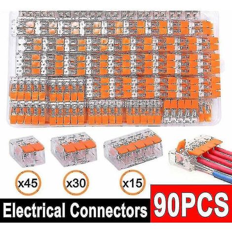 90 pièces compatibles avec les connecteurs électriques Wago 221, borniers, blocs de connexion, réutilisables (1/5)