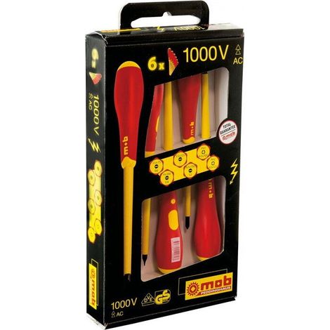 Jeu de 6 tournevis isolés 1000V fente + phillips MOB (1/5)