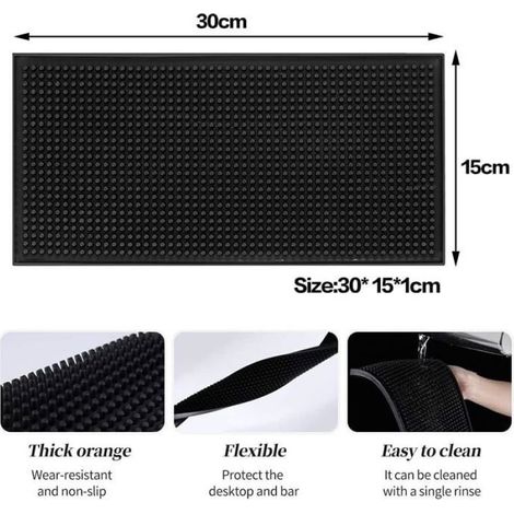 Lot de 2 tapis d'égouttement en caoutchouc antidérapant pour bar, cuisine, restaurant, comptoir (1/4)