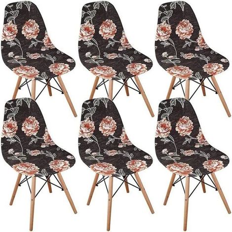 6Pcs Housse de Chaise Scandinaves, Extensible Housse de Chaise de Salle Manger(rose marron) (1/5)