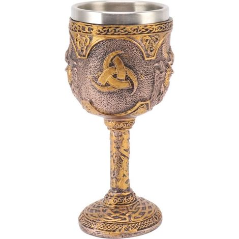 Gobelet nordique style viking rétro, en résine et acier inoxydable, idéal pour cocktails, whisky et vin rouge (1/4)