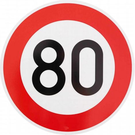 Panneau de signalisation ORIGINAL 80 KM/H, référence 274-80 RA1, panneau métallique commémoratif d'un 80e anniversaire, 42 cm, avec film adhésif - type 1 (1/2)
