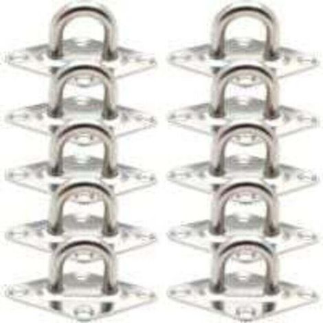 10 Pièces Fixation Anneau d'arrimage, Pontet INOX Oeil Plaques, Crochet d'arrimage Remorque Plaque Oeillet Acier Inoxydable 304 pour Fixer des Remorques Camions Bateaux Kayaks (60 x 36 mm,M5)