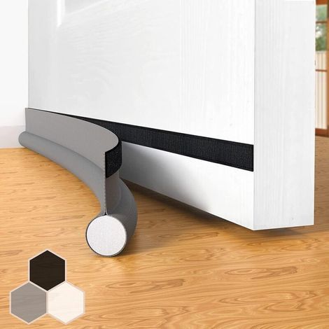 Gris Joint de porte coupe-vent auto-adhésif pour portes, 94 cm sous porte coupe-vent isolable balai de porte protection contre les intempéries, insonorisé (1/4)