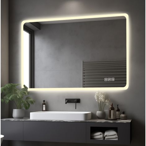 CHICFURN Specchio LED da bagno 60x100 cm argento, antiappannamento, orizzontale o verticale (1/5)