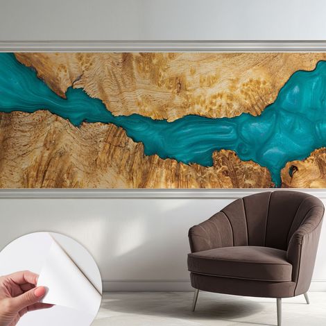 Papier peint autocollant adhésif avec imprimé motifs uniques apparence moderne Bois et résine 250x104 cm (1/5)