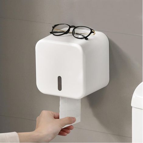 Toilet Roll Holder Wall Sticker No Drilling Dustproof Cat Proof Bathroom Toilet Roll Holder (1/5)