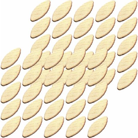 50x Lamelle d'assemblage en bois et contreplaqué couleur hêtre type 10 Cheville Fraiseuse Cadre Résistance Menuiserie Assembler, 53 x 18 x 3,75 - 3,9mm (1/2)
