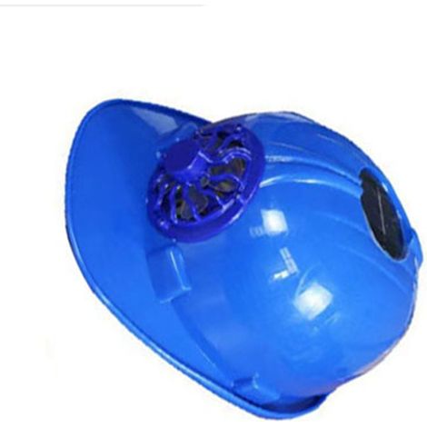 Casque de sécurité ventilé avec refroidissement frontal, alimenté par cellule solaire, respirant et protection solaire pour chantiers, idéal pour l'été et les activités extérieures (bleu). (1/5)