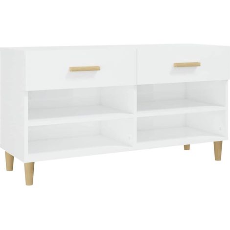 Maison Exclusive - Armoire à chaussure Blanc brillant 102x35x55 cm Bois ingénierie (1/5)