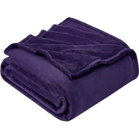 Plaid Canape Couverture Polaire Violet 150x200, Couvre Lit 2 Personnes, Plaid Canapé Flanelle Doux et Chaud (1/4)