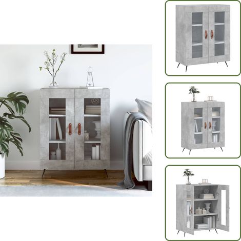 Buffet gris béton 69,5x34x90 cm bois d'ingénierie - Buffet - Armoire - Meuble De Rangement - Mobilier - Vitrine (1/5)
