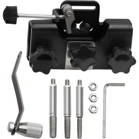 Affûteur de chaîne portable, affûteur de chaîne manuel, affûteur de chaîne haut de gamme Kit d'affûtage avec 3 têtes d'affûtage, noir