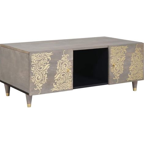 Couchtisch Grau 100 x 54 x 40 cm Massivholz Mango