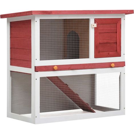 Jaula conejera con 1 puerta madera rojo vidaXL