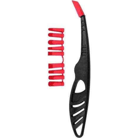 Grattoir en caoutchouc 9 en 1, grattoir en silicone multi-usages pour éliminer la colle, le coulis et les résidus de verre (noir) (1/5)