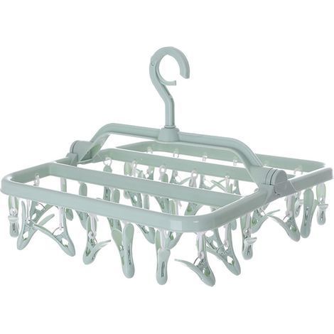 Etendoir Chaussette, Etendoir Linge avec 32 Pinces, Sechoir a Linge Pliant Suspendu, Etendoir Linge Interieur Extérieur, pour Chaussettes, sous-Vêtements et Petits Vêtements (1/5)