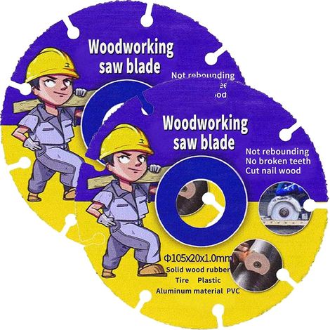 2 x saw blades for angle grinder, cutting disc, cutting disc for wood, angle grinder, flexible disc, 115 mm, for multi-wheel cutting disc, hard metal (1/5)
