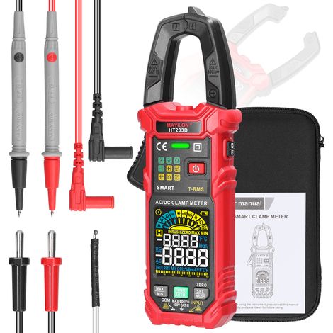 MAYILON Pince Ampermétrique Numérique Multifonction Voltmètre 600V Testeur Ampèremètre Auto-calibrage NCV True RMS 6000 Comptes Courant 60A Résistance Capacité Température Diodes Continuité Appareil d