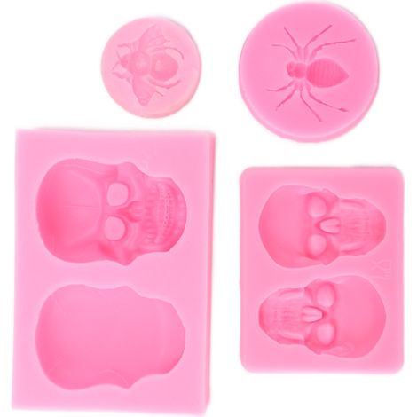 Antihaftbeschichtete, robuste und flexible Silikonformen in Totenkopf- und Spinnenform, perfekt für selbstgemachte Halloween-Kuchen. Ideal zum Backen von selbstgemachten Leckereien. (1/5)
