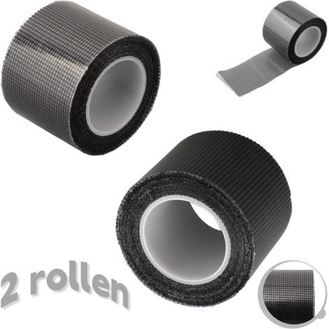 Lot de 2 rouleaux de ruban de réparation pour moustiquaire – 200 cm x 5 cm – Résistant aux températures – Noir (1/5)