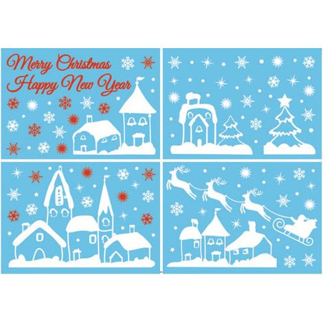 Autocollant Fenêtre Noël - Motif Flocon de Neige - Adhésif Réutilisable pour Vitre Porte Fenêtre Carrelage - Pack de 4 (1/5)
