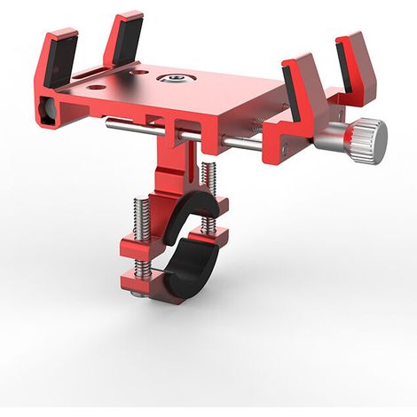 Supporto per telefono da bicicletta rosso, supporto per telefono da moto in lega di alluminio, supporto universale per telefono da bicicletta senza attrezzi, rotazione a 360 gradi, quattro artigli -Cr