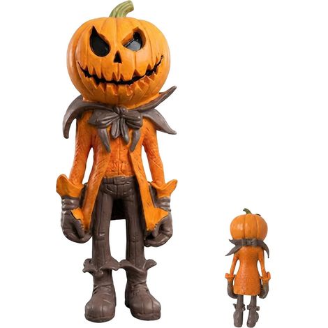 Figurine d'homme-citrouille pour Halloween, statue de tête de citrouille pour décoration d'Halloween Décoration de table effrayante Jack O' Lantern, maison d'automne et d'Halloween (1/5)