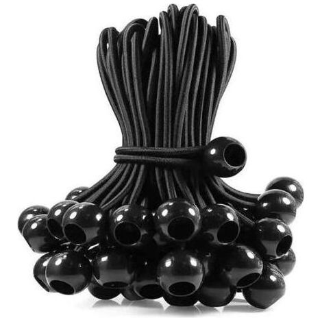 Lntyq 25 pcs Tendeur Elastique avec Boule, Sandow Elastique, pour Bâches,Tentes de Camping,Auvents, Bannières,Pavillon,Rideaux Harnais D’Extension,Support de Bâche (10cm) (1/5)