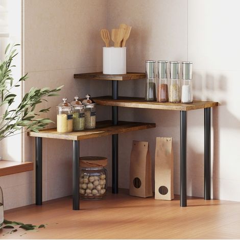 Estantería de cocina giratoria 3 niveles 40 x 18 x 36,5 cm madera y metal marrón rústico DESVIAE (1/5)