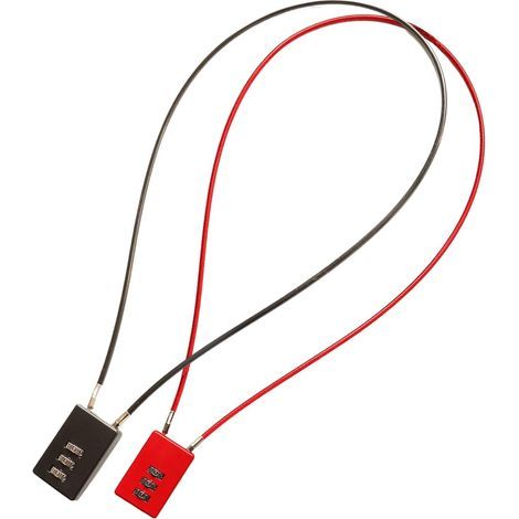 dreistellige Zahlenschlösser für Kabel, 50 cm Sicherheitsschlösser, für Motorrad, Fahrrad, Snowboard, Ski, Koffer, Reisetasche, Schließfach (Rot und Schwarz) (1/5)