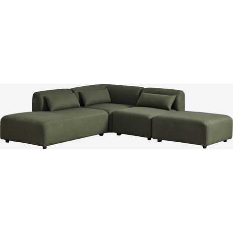 Canapé d'angle modulable 3 pièces avec méridienne gauche et pouf Fogler SKLUM