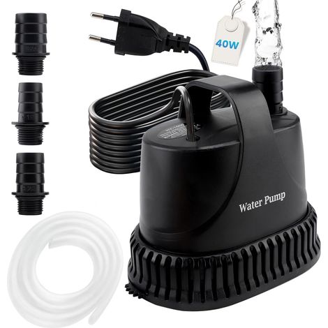 Pompe Submersible 3000L/H 40W Pour Aquarium, Fontaine Extérieur Et Bassin - Très Silencieuse Avec Câble de 2M - 230V Mini Pompe à Eau Et Filtre (1/5)