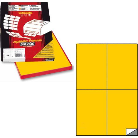 Markin Etiquetas Adhesivas Permanentes C/519 A4 105x148,5 mm Amarillo - 4 Et/Fg 100 Hojas