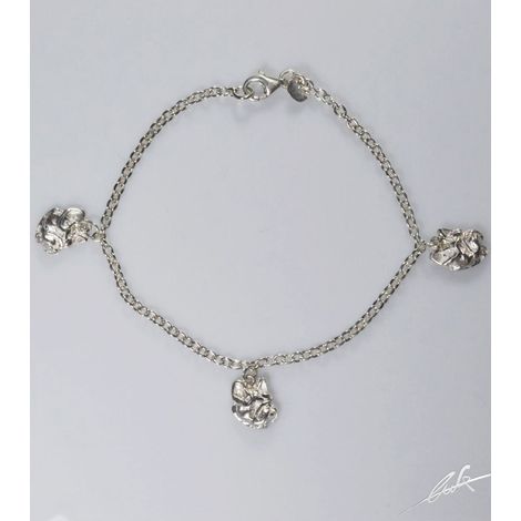 Französisches Stierarmband 3 Köpfe in Sterlingsilber