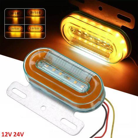 Feu de position / feu de gabarit à diodes LED 12V/24V, lumière orange clignotante - blanc, pour camion, bus, fourgon, remorque,