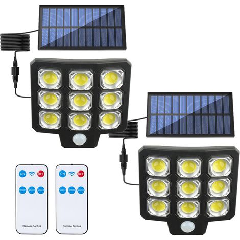 2 projecteurs solaires 3 modes avec détecteur de mouvement, applique murale 63 COB pour jardin, terrasse, garage (1/5)