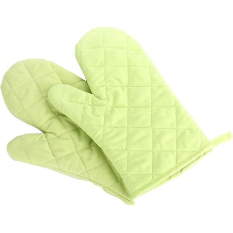 Ofenhandschuhe, hochwertige hitzebeständige Küchenhandschuhe, gesteppte Handschuhe aus Baumwolle und Polyester in extra großer Größe, 1 Paar in Grün.