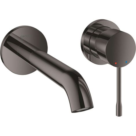Grohe – Mitigeur monocommande 2 trous lavabo taille M – Montage mural apparent – Finition Hard Graphite – Levier métallique – Entraxe 110 mm