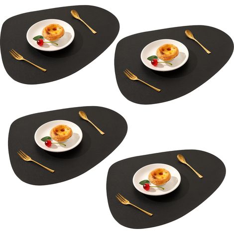 Juego de 4 manteles individuales de cuero lavables y fáciles de limpiar. Ideales para la cocina, el patio, interiores y exteriores.