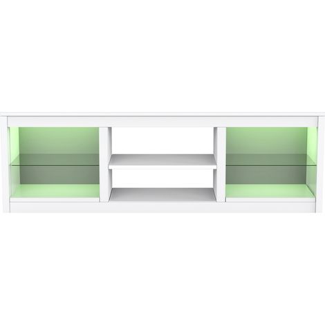 Parrot Uncle TV-Lowboard für Fernseher bis 75 Zoll, 168 x 41 x 56 cm, Weiß, MDF, mit 6 offenen Fächern, RGB-LED-Beleuchtung und 54 kg Tragkraft, modernes TV-Möbel mit Stauraum (1/5)
