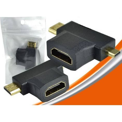 Adaptateur Vidéo Convertissant Une Prise Hdmi Femelle En Mini Et Micro Hdmi Mâle Hf-103 (1/2)