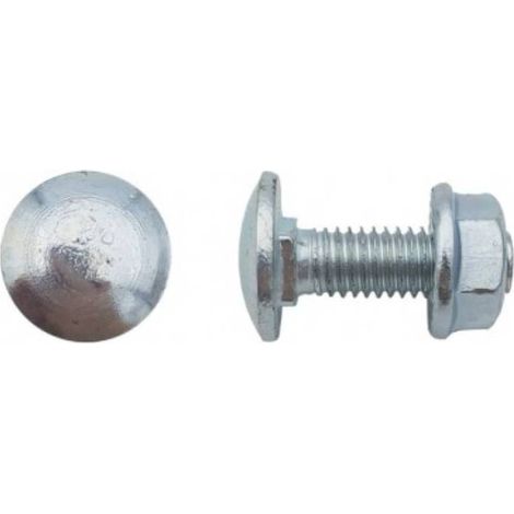 200 Boulons de Cornière Tête Ronde Collet Carré Réduit TRCC 6 x 20 mm - DIN 603/DIN 6923 - Zingué blanc - D-Work (1/4)