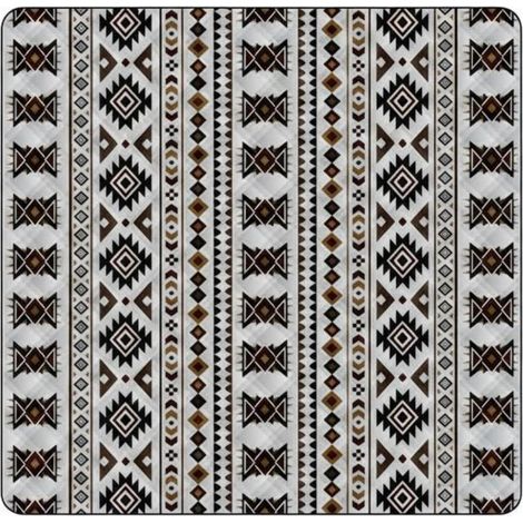 Tapis de Tente Lavable Tapis Sol Tente Bâche Tente Couverture Pique-nique avec Barrière Anti-humidité et Couche Aluminium Pliant et Portable, Kaki Ethnique, 200 280CM (1/5)